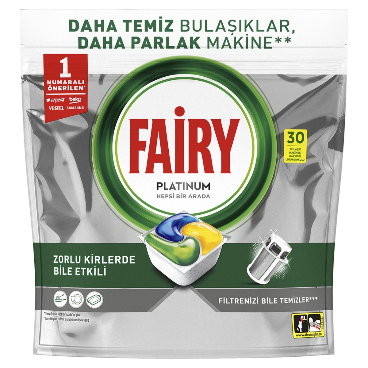 Fairy Platinum Bulaşık Makinesi Deterjanı 30 Adet