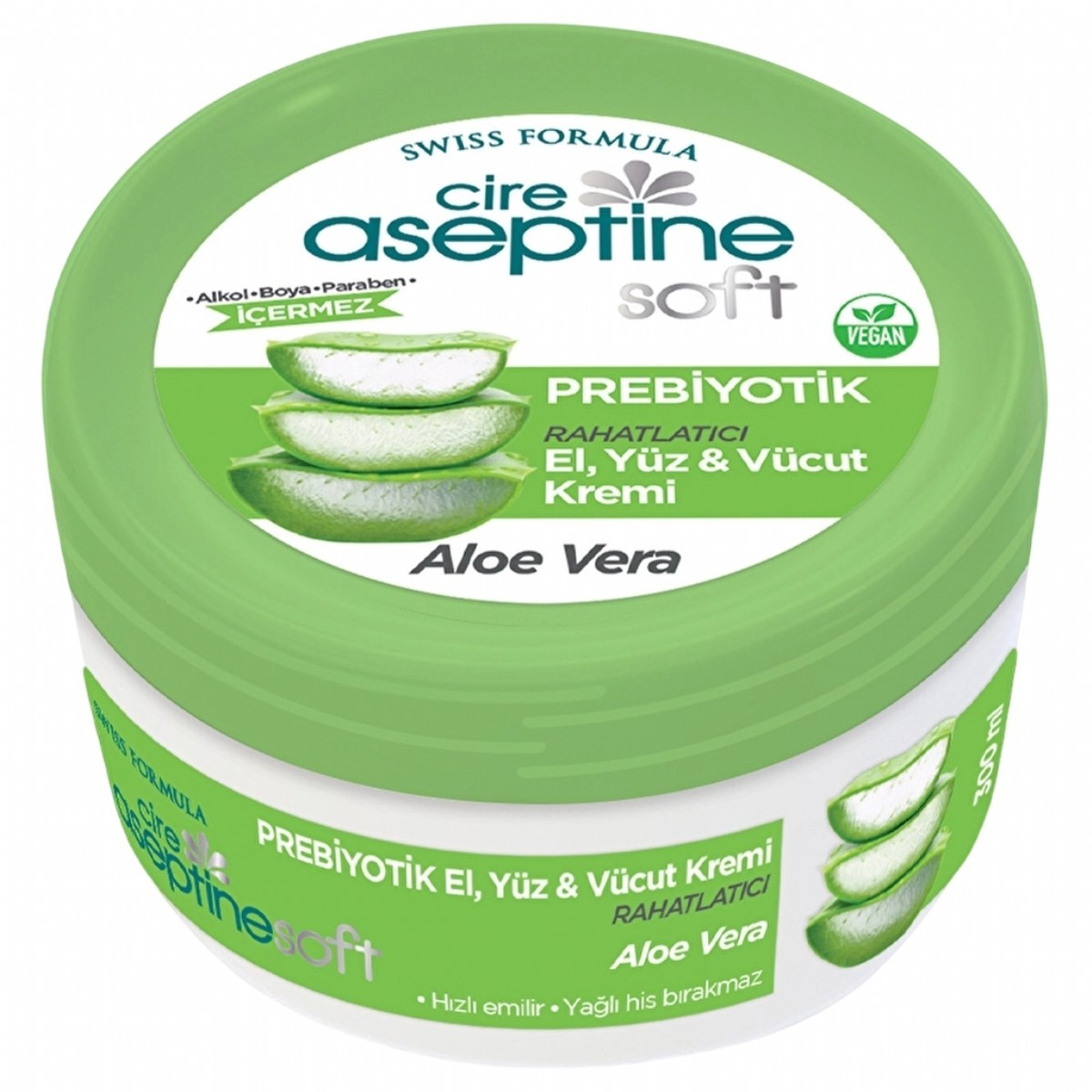 Cire Aseptine Soft Aloe Vera Özlü Rahatlatıcı Besleyici Prebiyotikli Krem 300 Ml