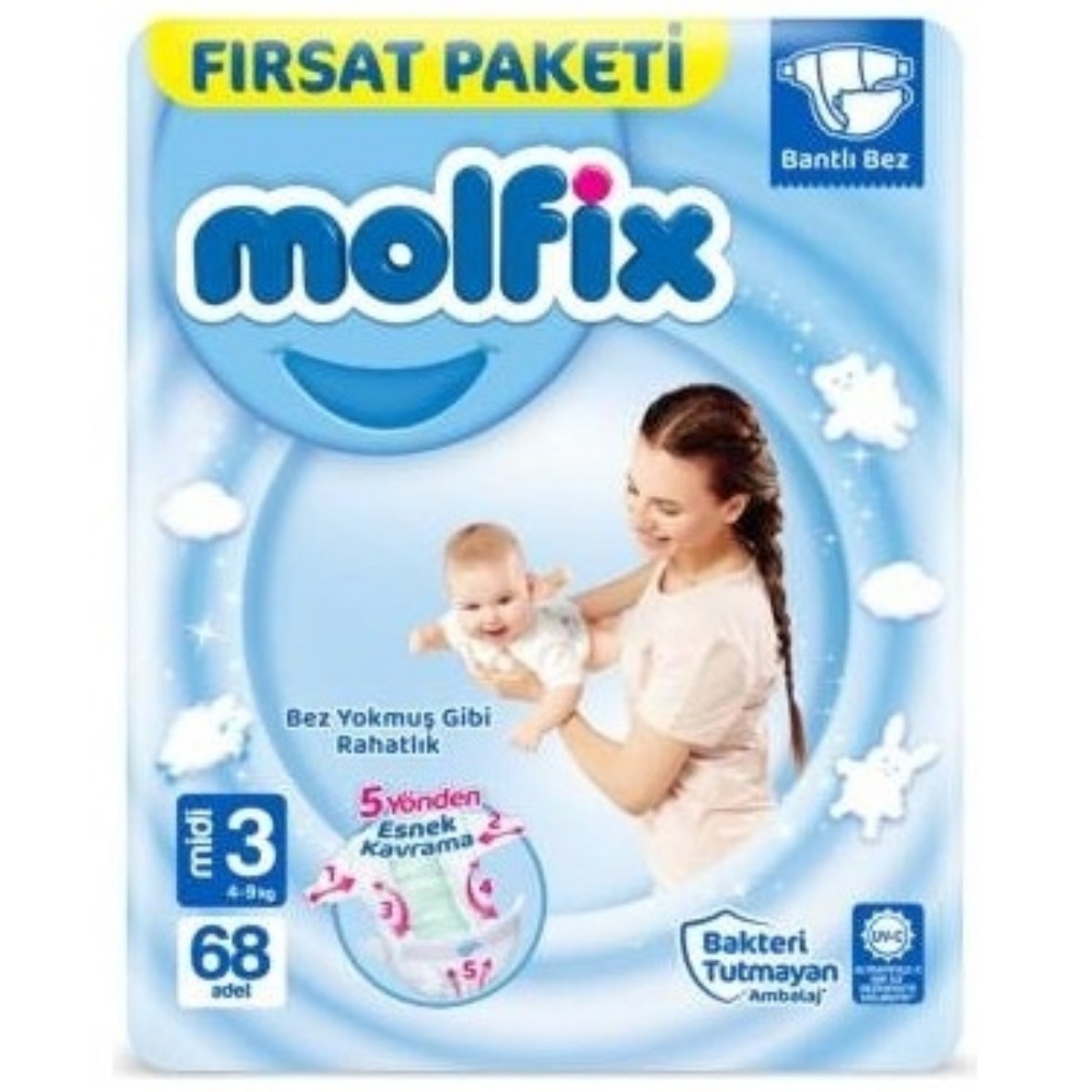 Molfix Fırsat Paketi 3D Midi 3 Numara 68Li