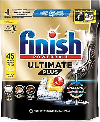 Finish Ultimate Plus Limonlu Bulaşık Makinesi Tableti 45'li
