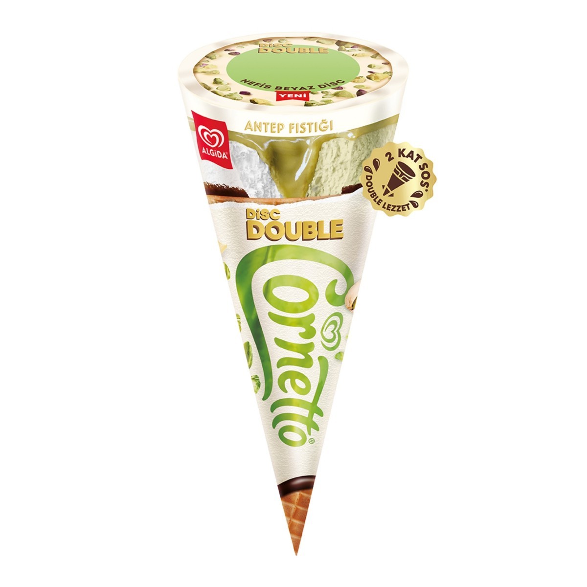 Algida Cornetto Disc Double Antep Fıstıklı 130 Ml