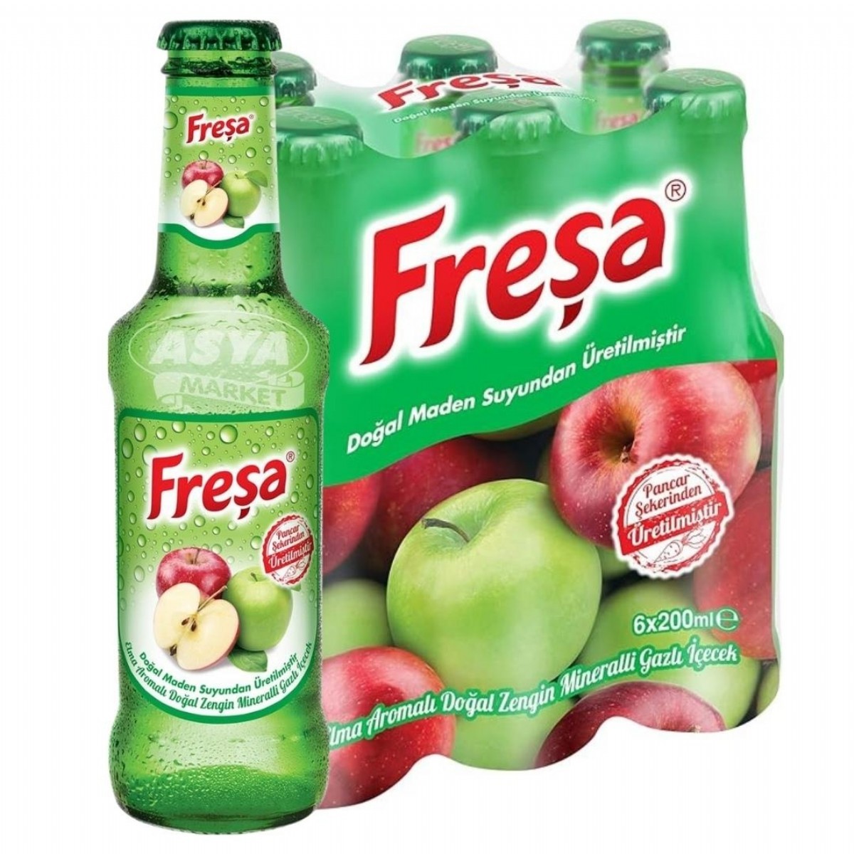 Freşa Elma Aromalı Doğal Zengin Mineralli Gazlı İçecek 6lı
