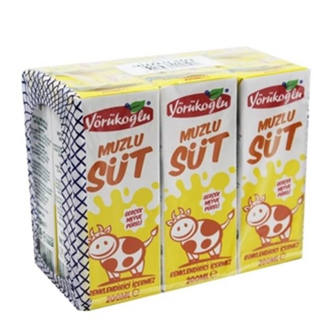 Yörükoğlu Muz Aromalı Süt 6x180 Ml