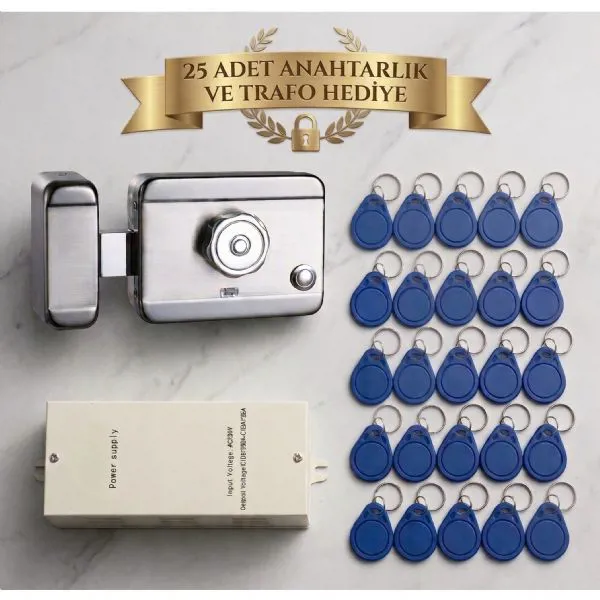Marelli SMART motorlu otomat (SESSİZ-GÜVENLİ elektrikli trajlı apartman kapı kilidi) + kartlı sistemi + trafosu + 25 çip - Marelli - Ürün Görseli 1