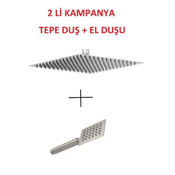 Kireç kırıcılı KARE 304 kalite paslanmaz krom düz duş başlığı tepe duş başlığı   el duşu - Ürün Görseli 1