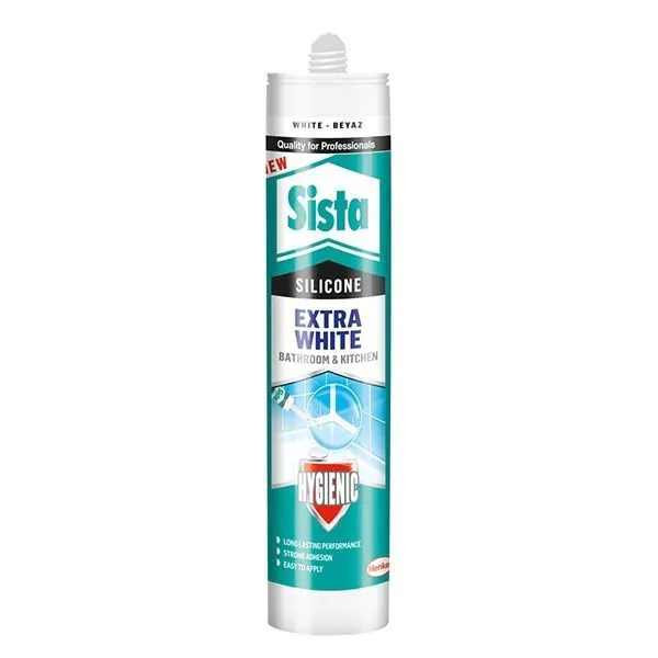 Sista EXTRA WHITE kararmayan, antikbakteriyel , su sızdırmayan çok kaliteli BEYAZ silikon - Ürün Görseli 1