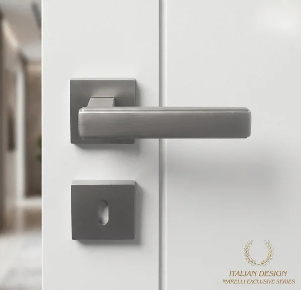 Marelli LUSSO inox (saten) renkli italyan tipi kare rozetli 1. KALİTE kapı kolu - Marelli - Ürün Görseli 1