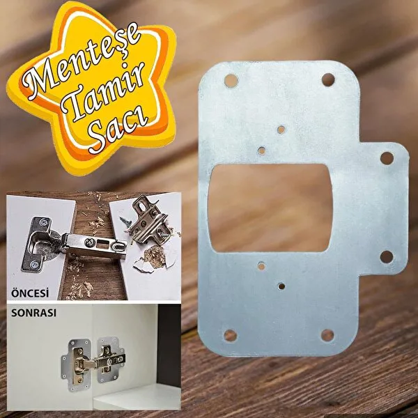 Dolap Kapak Tas Menteşe Tamir Sacı, Pratik Onarım Kiti, Metal Menteşe Yuva Tablası - Ürün Görseli 1