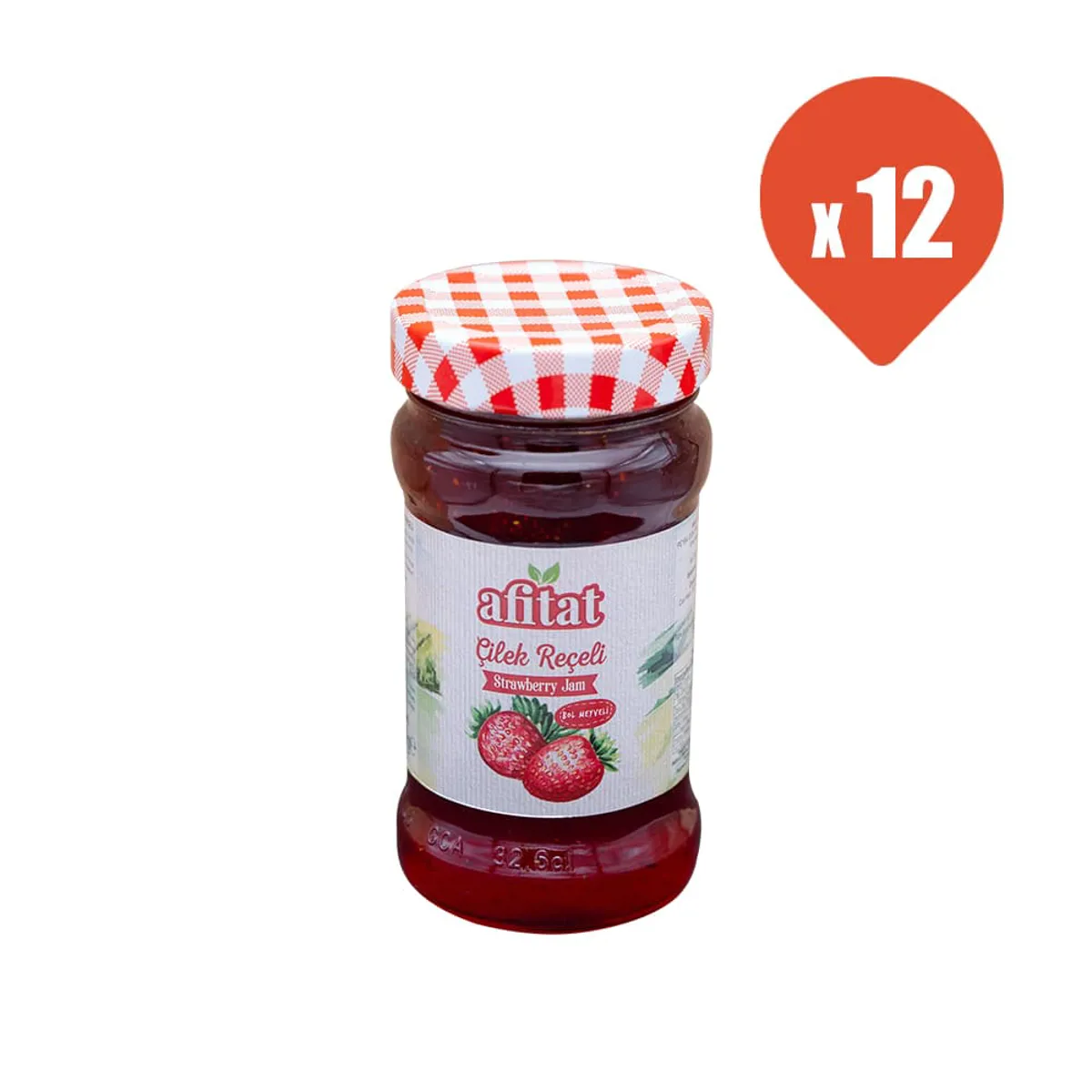 Afitat Çilek Reçeli 380 gr x 12 - Afitat - Ürün Görseli 1
