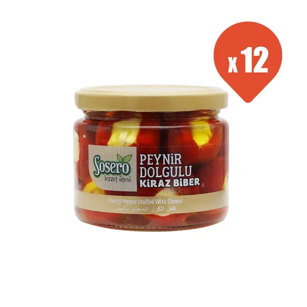 Sosero Peynir Dolgulu Kiraz Biber 290 gr x 12 - Sosero - Ürün Görseli 1