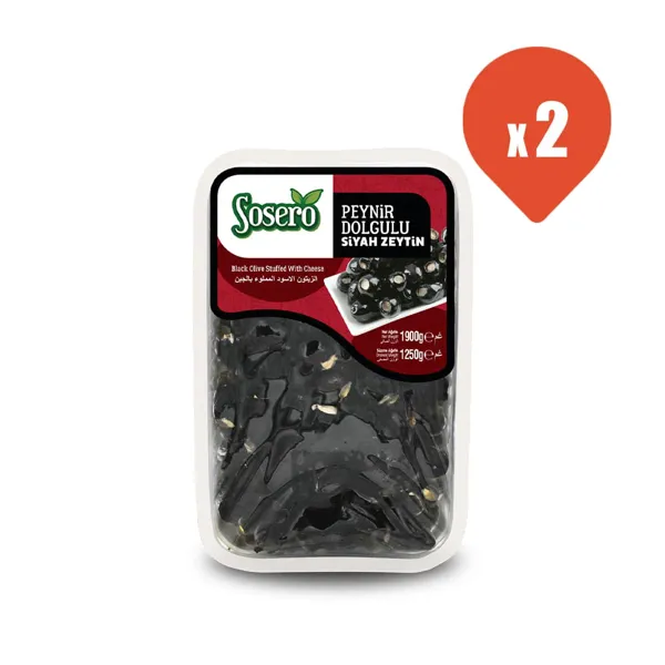 Sosero Peynir Dolgulu Siyah Zeytin 1250 gr x 2 - Sosero - Ürün Görseli 1