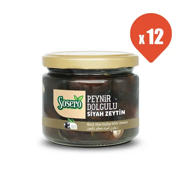 Sosero Peynir Dolgulu Siyah Zeytin 290 gr x 12 - Sosero - Ürün Görseli 1