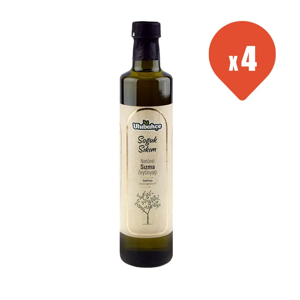 Ulubahçe Soğuk Sıkım Natürel Sızma Zeytinyağı 500 ml x 4 - Ulubahçe - Ürün Görseli 1