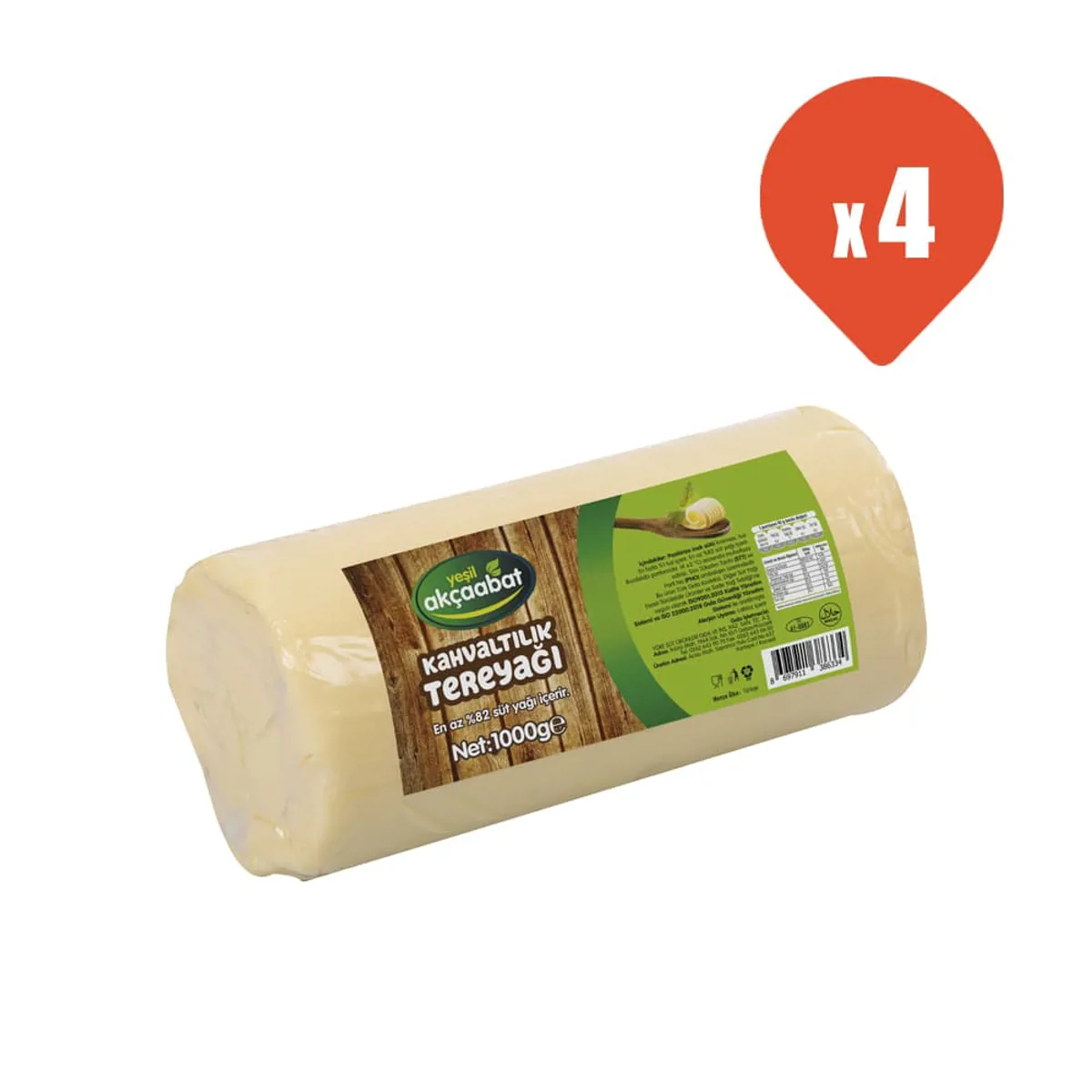 Yeşil Akçaabat Trabzon Tereyağı Tuzsuz 1 kg x 4 - Yeşil Akçaabat - Ürün Görseli 1