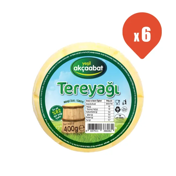 Yeşil Akçaabat Trabzon Tereyağı Tuzsuz 400 gr x 6 - Yeşil Akçaabat - Ürün Görseli 1