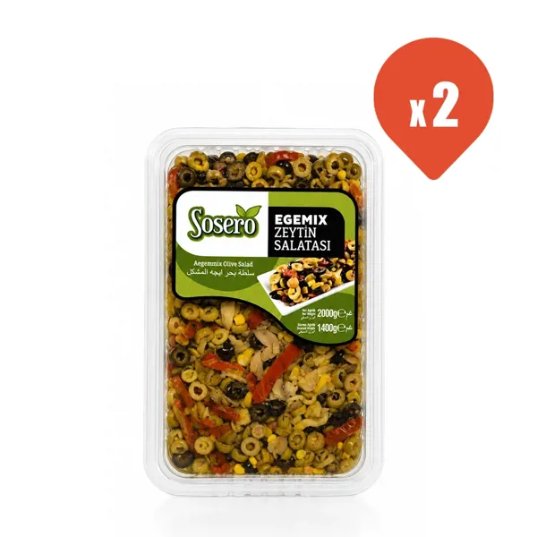 Sosero Egemix Mantarlı Zeytin Salatası 1400 gr x 2 - Sosero - Ürün Görseli 1