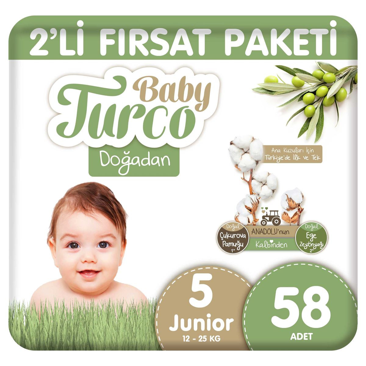 Baby Turco Çırtlı Bez Doğ.2 Li Fırsat Junior 58 Li