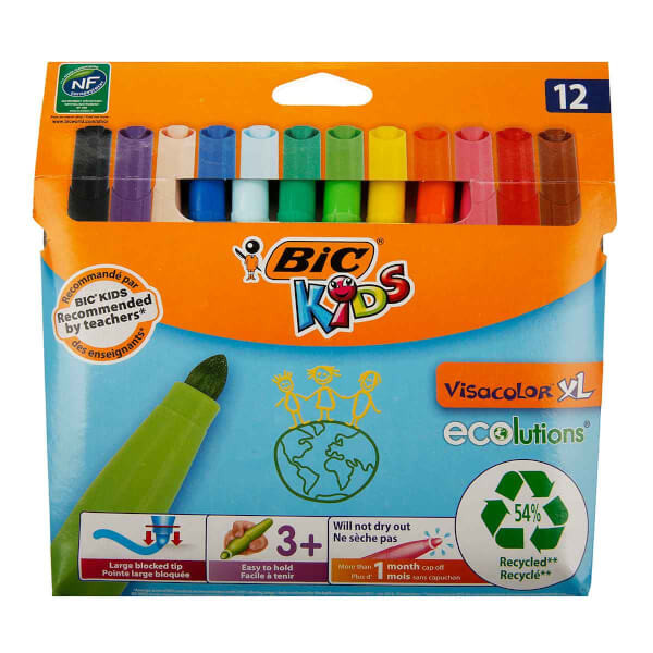 Bic Eco Visa Yık.Jumbo Keçeli Boya Kalemi 12 Renk