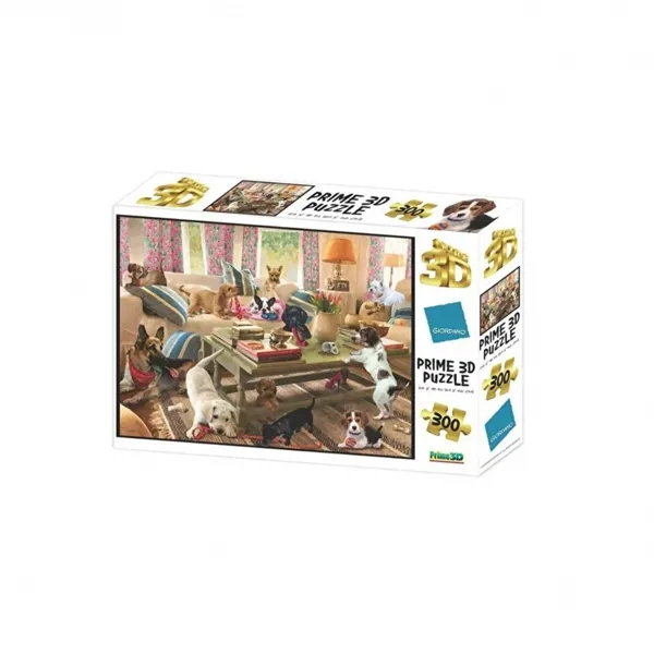 Prime 3D - Giordano Köpekler Oturma Odasında - 300 Parça Yetişkin Puzzle PRM/12235 - Neco Toys - Ürün Görseli 1