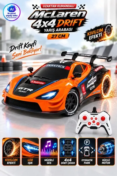 Remote Control Coupe Kıvılcımlı Uzaktan Kumandalı Şarjlı Araba Turuncu - Remote Control Coupe - Ürün Görseli 1
