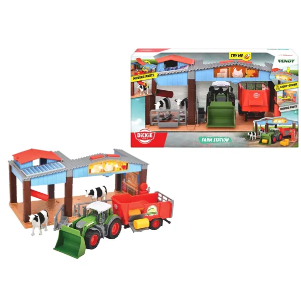Dickie Toys Fendt Çiftlik İstasyonu – Traktörlü, Sesli ve Işıklı Oyun Seti - Dickie - Ürün Görseli 1