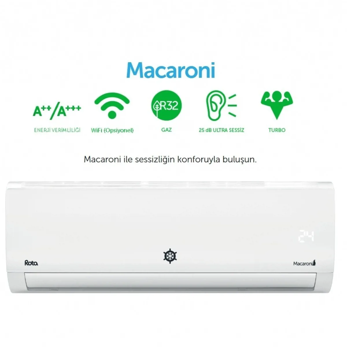 Rota Macaroni 24 A++ 24000 BTU Inverter Duvar Tipi Klima - Rota Climate - Ürün Görseli 1