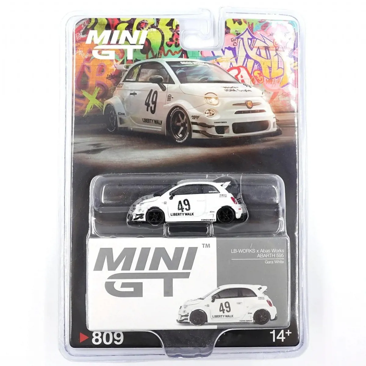 Mini GT 1/64 LB-WORKS x Abas Works ABARTH 595 Gara White - Blister Paket MGT00809-BL - MINI GT - Ürün Görseli 1