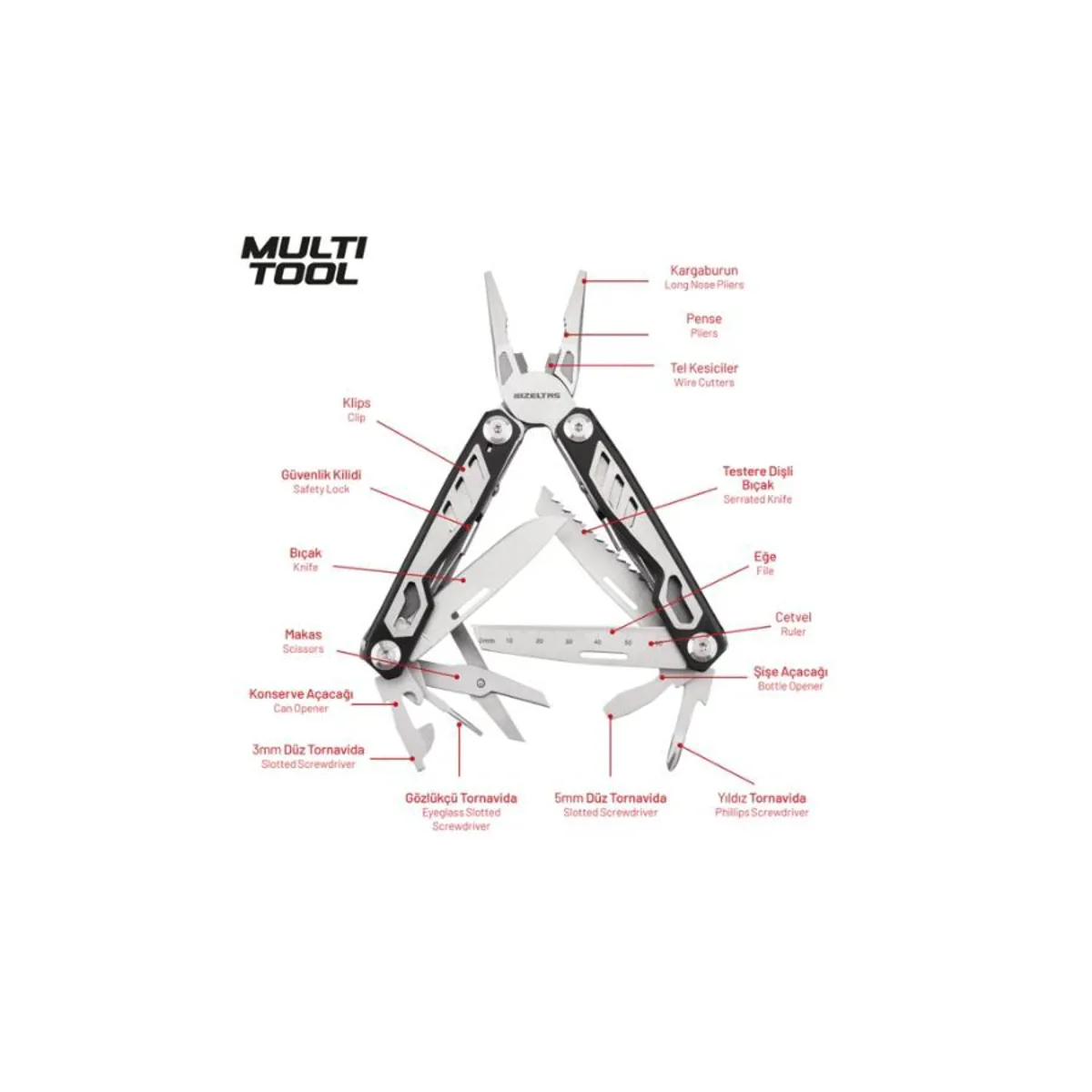 MULTİTOOL 15 FONK 155MM - İzeltaş - Ürün Görseli 1