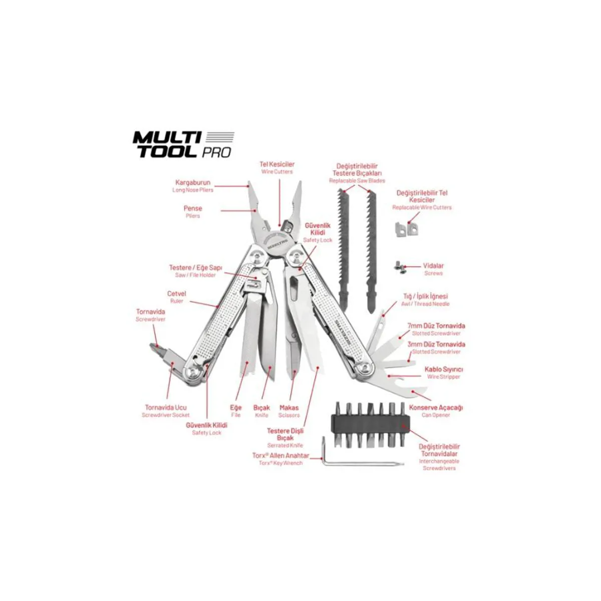 MULTİTOOL PRO 15 FONK 180MM - İzeltaş - Ürün Görseli 1