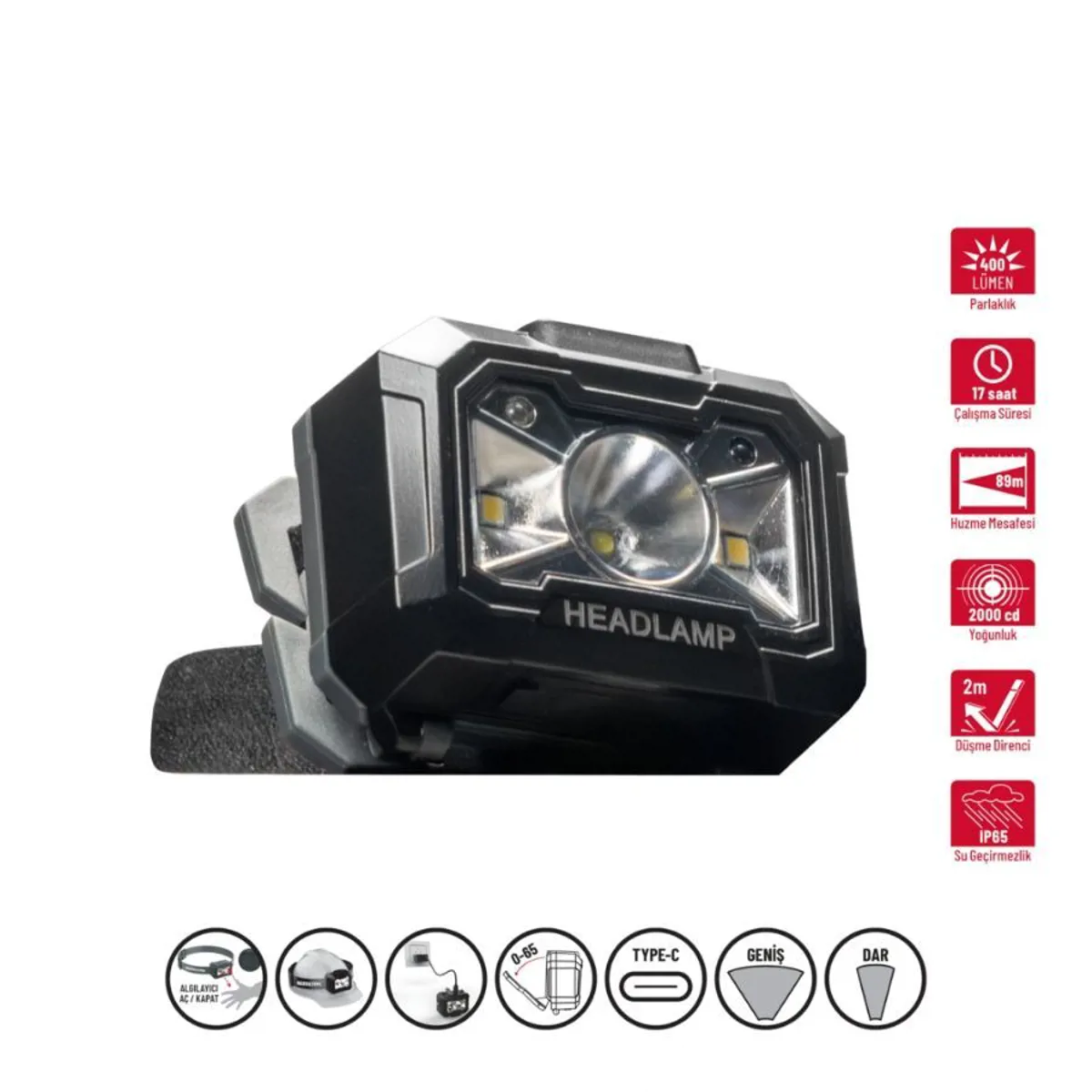 LED KAFA FENERİ 400LM HRKT SENSÖRLÜ - İzeltaş - Ürün Görseli 1