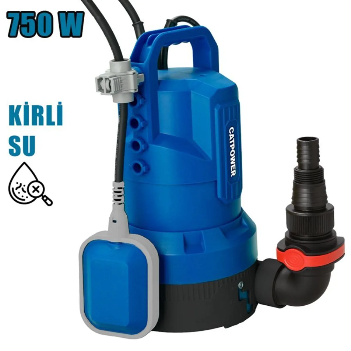 CATPOWER DALGIÇ POMPA KİRLİ SU 750W        3 KADEME TABAN 15 TON - CAT POWER - Ürün Görseli 1