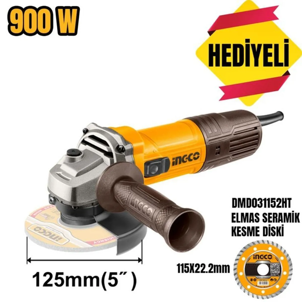 INGCO ELEKTRIKLI AVUÇ TASLAMA 125 MM 900W - INGCO - Ürün Görseli 1