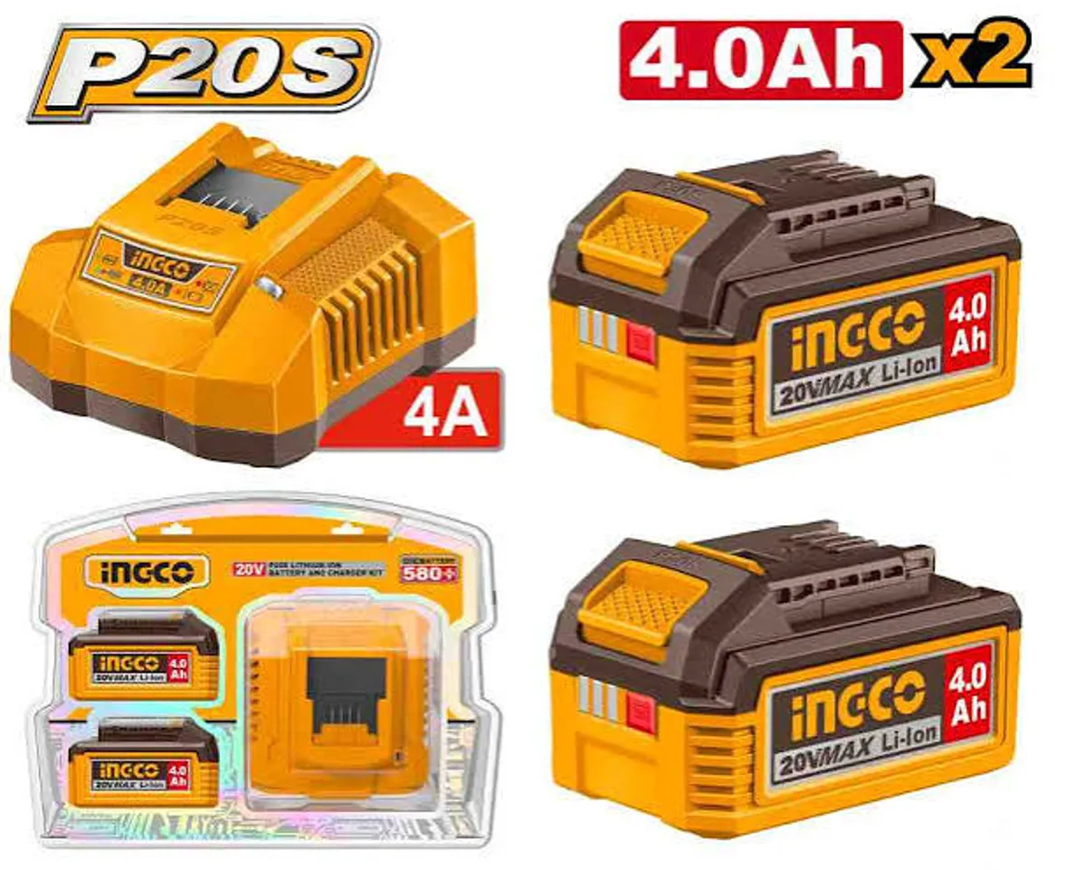 INGCO AKÜ VE ŞARJ CİHAZI SETİ 20V 4.0 AH Lİ-İON - INGCO - Ürün Görseli 1