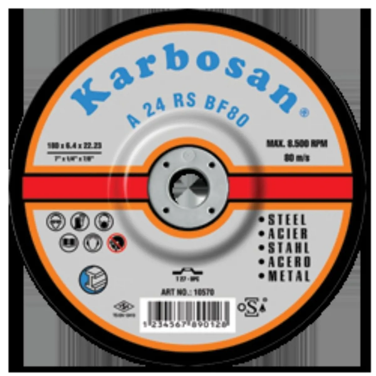 KARBOSAN 115X6.4X22 BOMBELİ NK FLEX ÇAPAK  TAŞLAMA TAŞI A24RS BF80  - Ürün Görseli 1