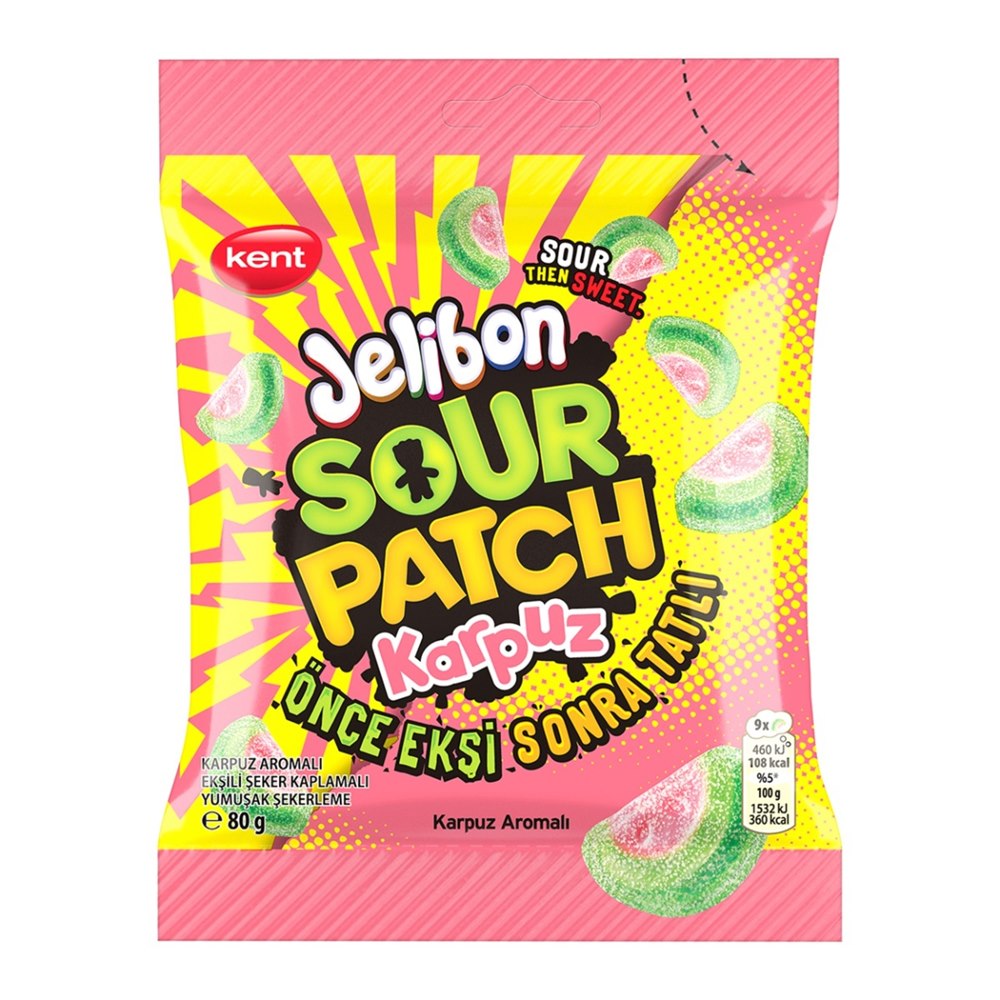 Kent Jelibon Sour Patch Karpuz Yumuşak Şeker 80 g