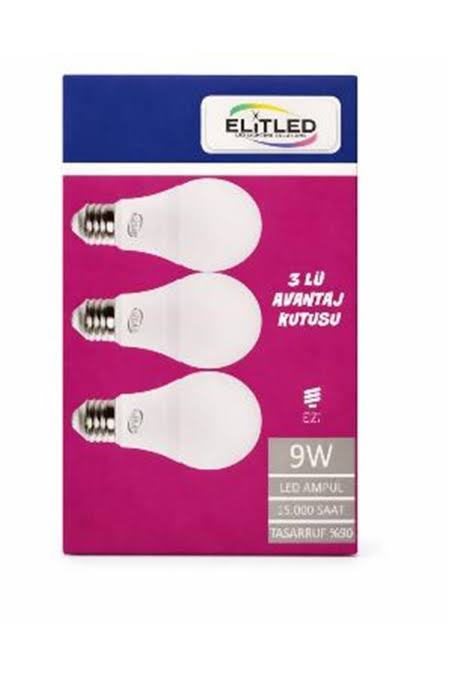 Elit LED Ampul 9 W Avantajlı Kutu 3'lü