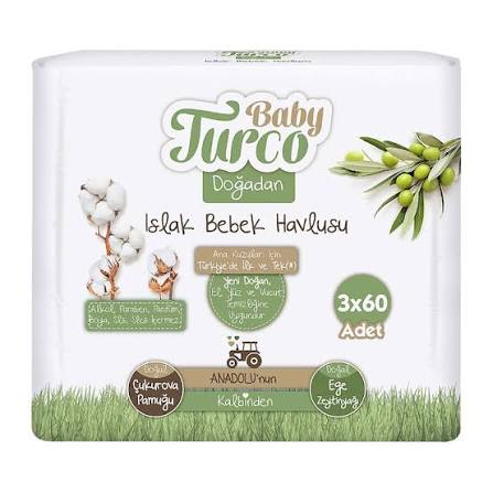 Baby Turco Doğadan Islak Mendil 3×60'lı