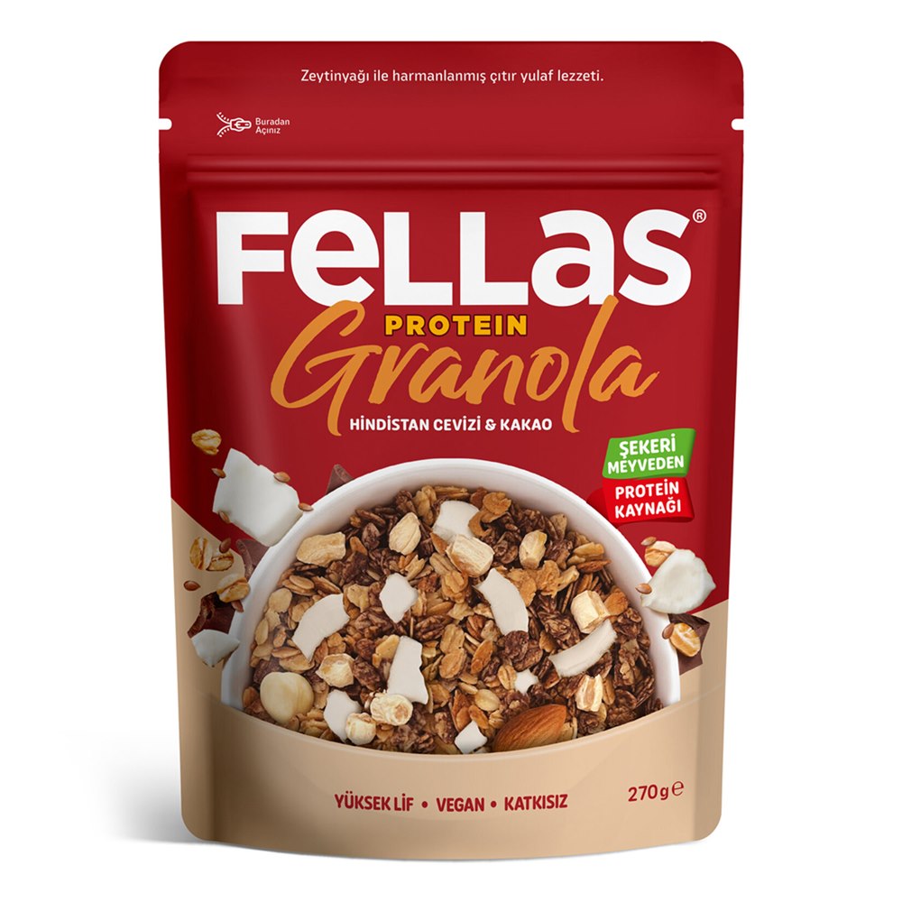 Fellas Vegan Protein Granola Hindistan Cevizi ve Kakao 270 g