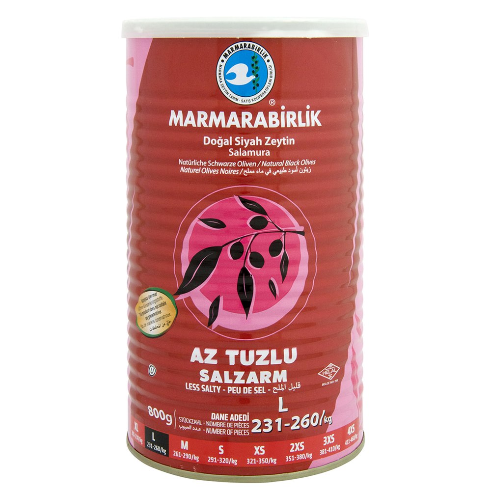 Marmarabirlik Hiper Az Tuzlu Siyah Zeytin Teneke 800 g