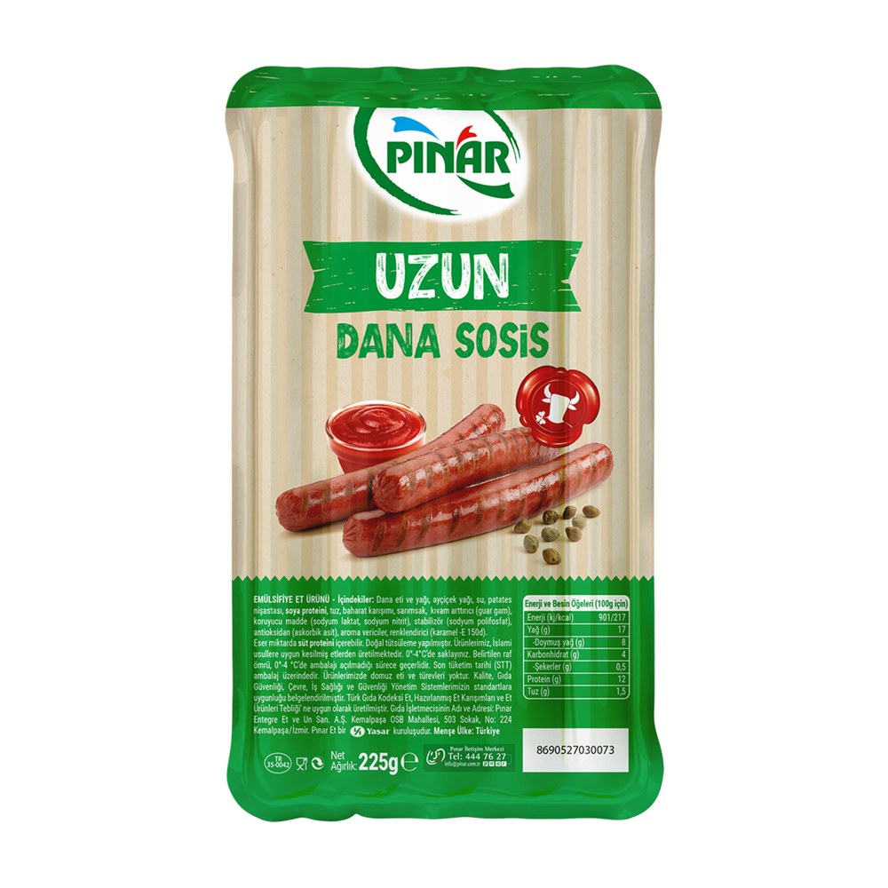 Pınar Uzun Dana Sosis 430 g