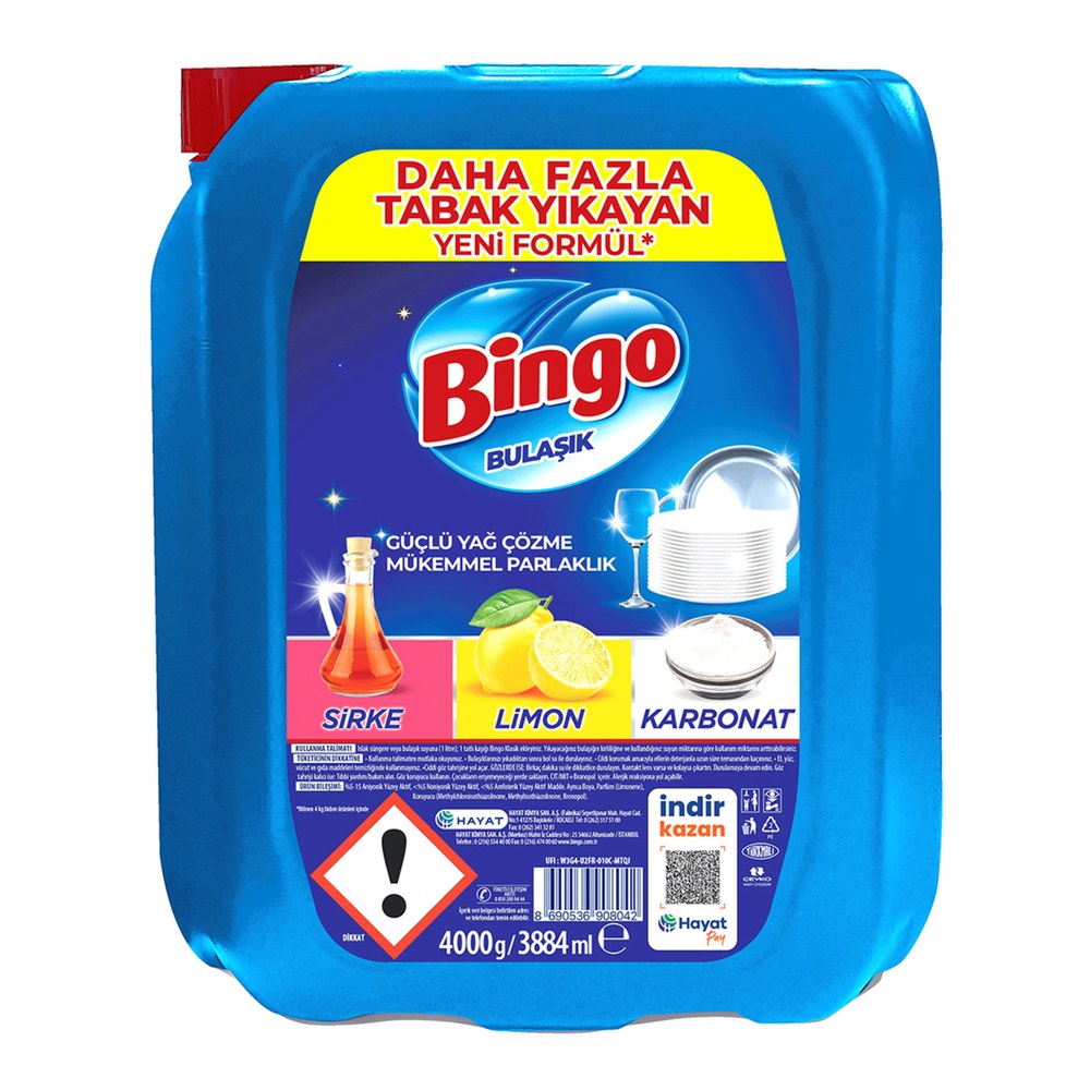 Bingo Sıvı Bulaşık Deterjanı 4 kg