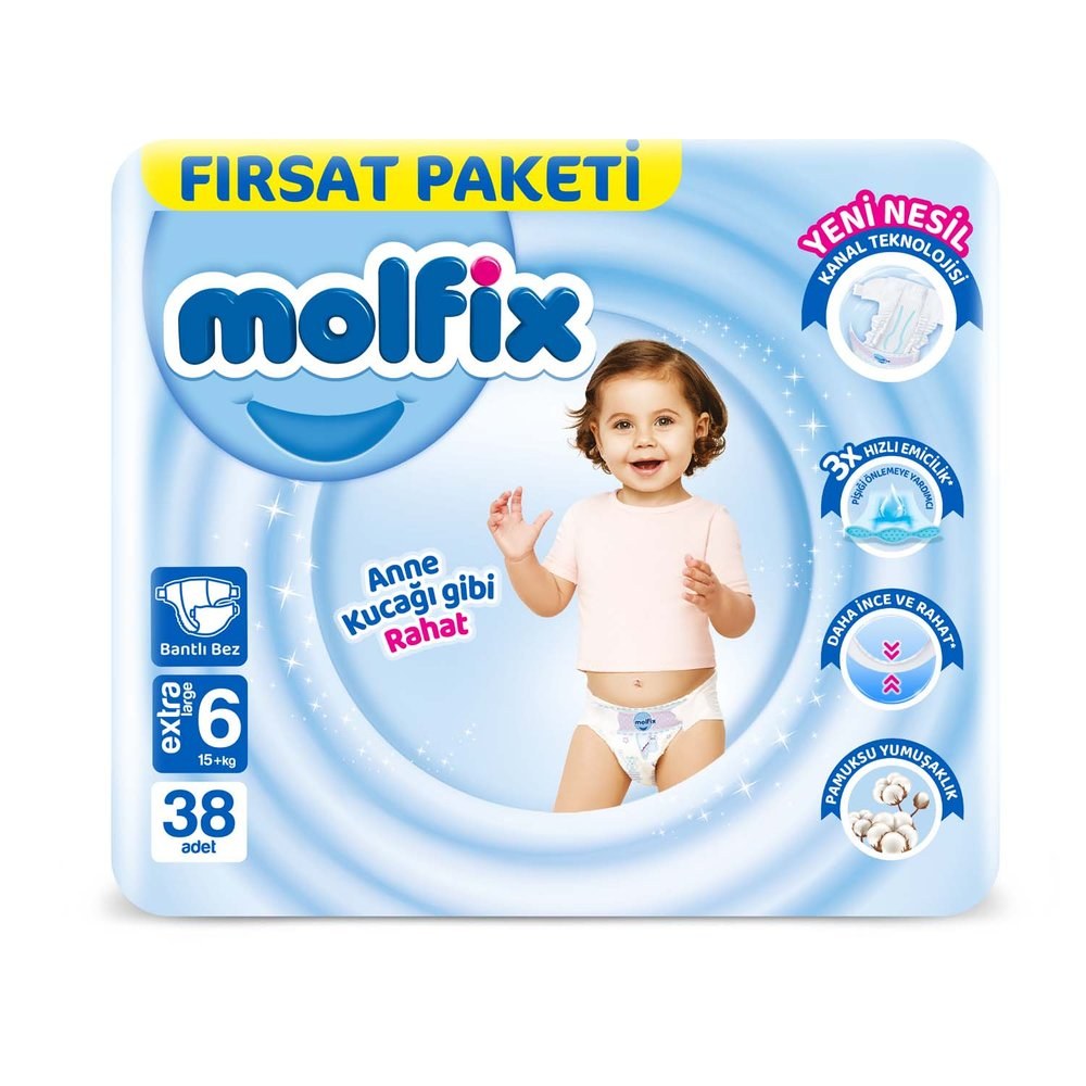 Molfix 3D Bebek Bezi Extra Large Fırsat Paketi 38'li