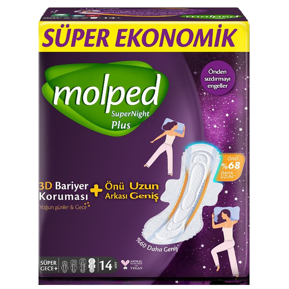 Molped Super Night Hijyenik Ped Yoğun Günler ve Gece 14'lü
