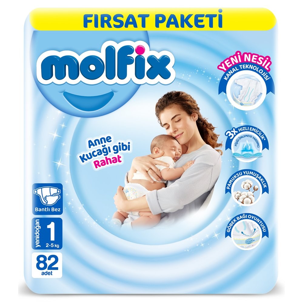 Molfix 3D Bebek Bezi Yenidoğan Fırsat Paketi 82'li