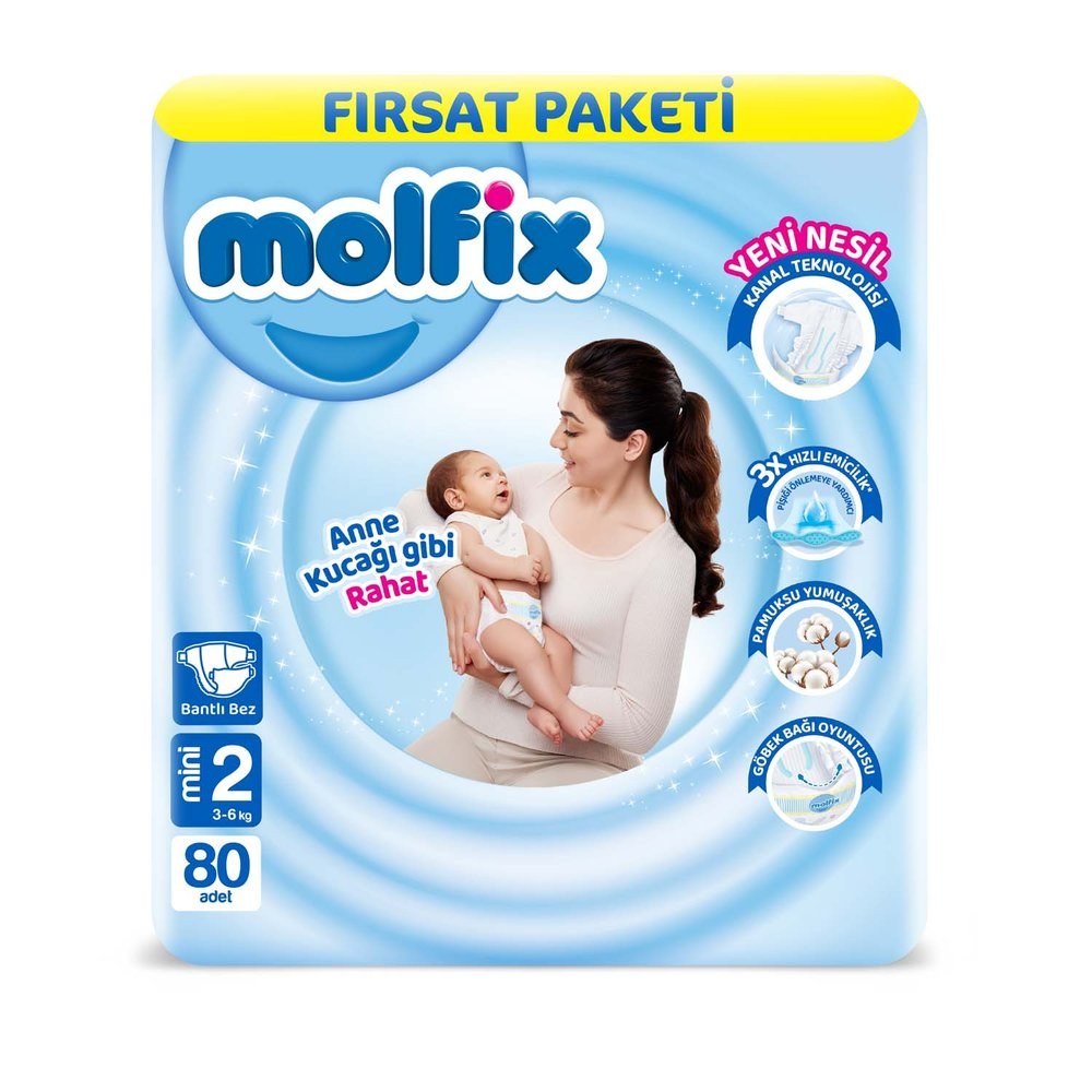 Molfix 3D Bebek Bezi Mini Fırsat Paketi 80'li