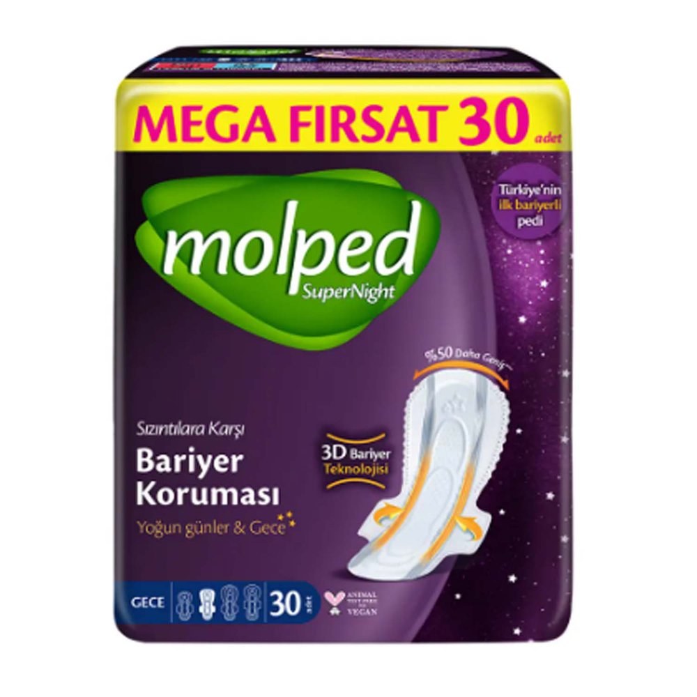 Molped Supernight Gece Mega Hijyenik Ped 30'lu