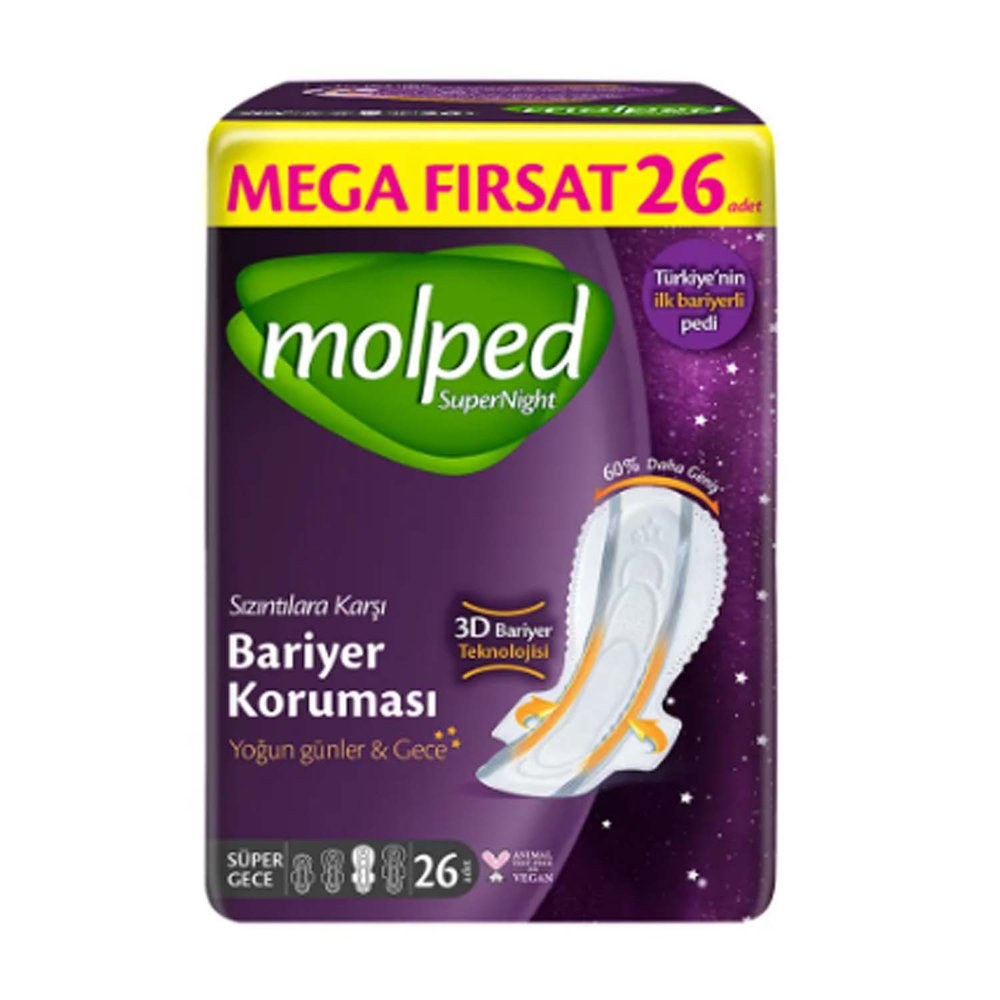 Molped Supernight Süper Gece Mega Hijyenik Ped 26'lı