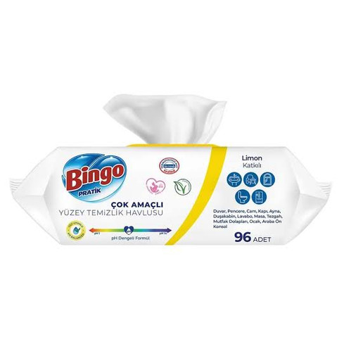 Bingo Islak Havlu Yüzey Temizliği Limon 96'lı