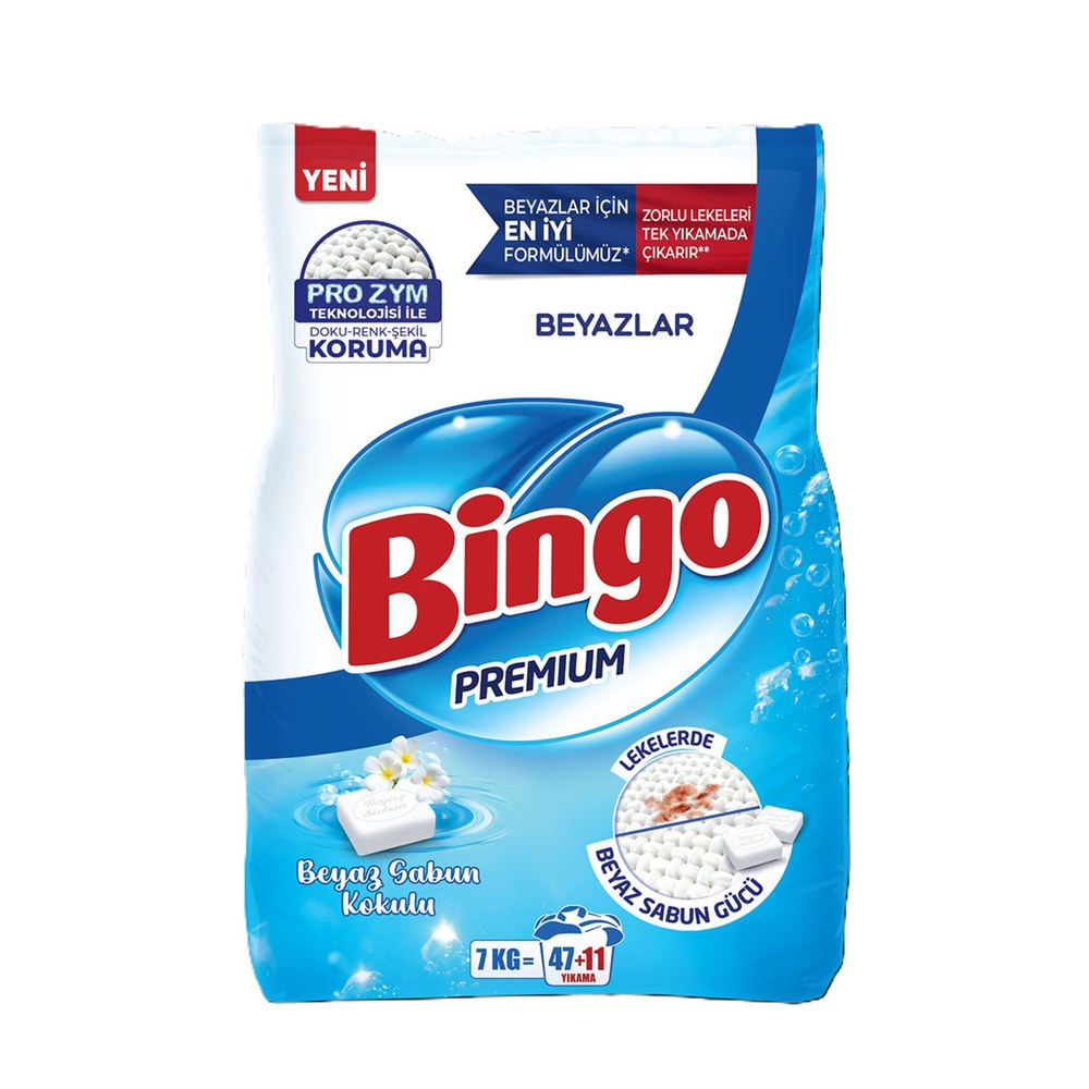 Bingo Matik Premium Toz Çamaşır Deterjanı Beyazlar 7+1 kg