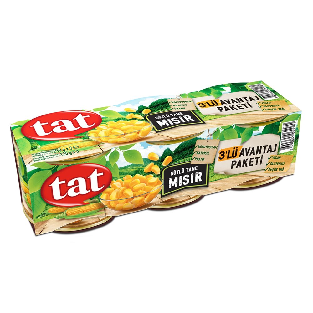 Tat Sütlü Tane Mısır Konservesi 3×210 g